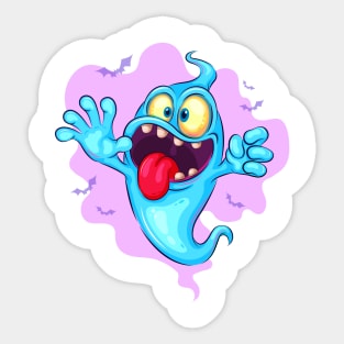 Cute Cartoon Ghost. Sticker